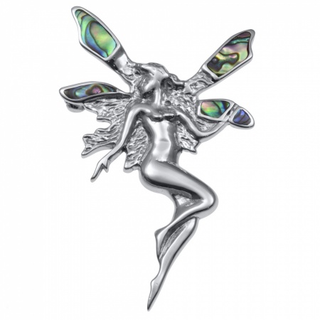 Fairy Brooch, Oyster Shell & 925 Sterling Silver