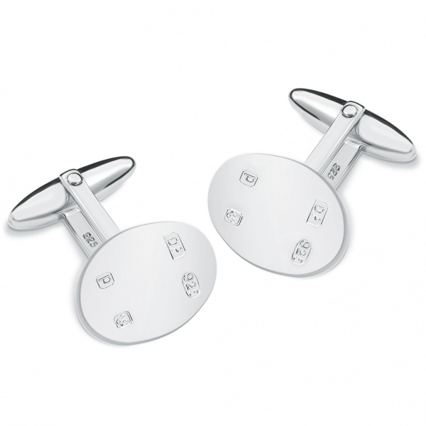 Feature Hallmarked Oval Sterling Silver Cufflinks (can be personalised)