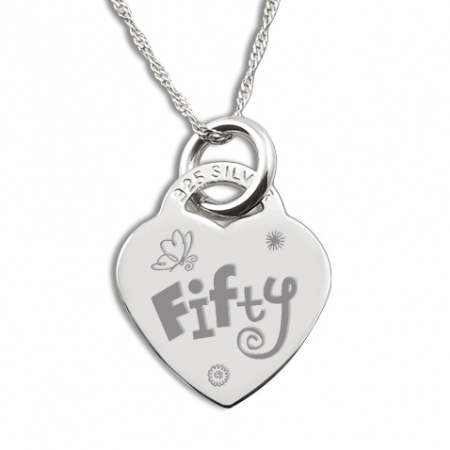 Fifty Necklace, Personalised, Sterling Silver, 50th Birthday