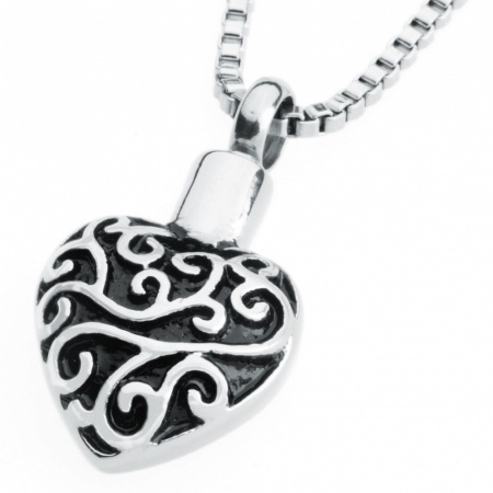 Ashes Memorial Filigree Locket Necklace, Stainless Steel (can be personalised)