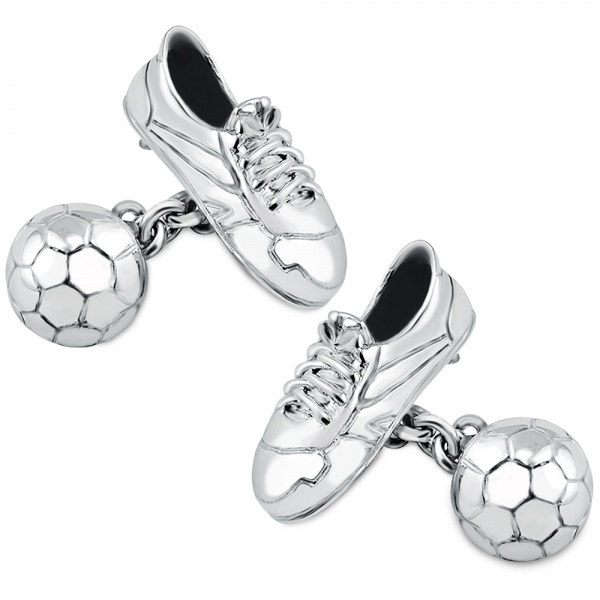 Football Ball & Boot Sterling Silver Cufflinks (can be personalised)