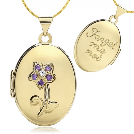 Forget Me Not Locket, 9ct Yellow Gold