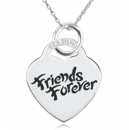 Friends Forever, Heart Shaped Sterling Silver Necklace (can be personalised)