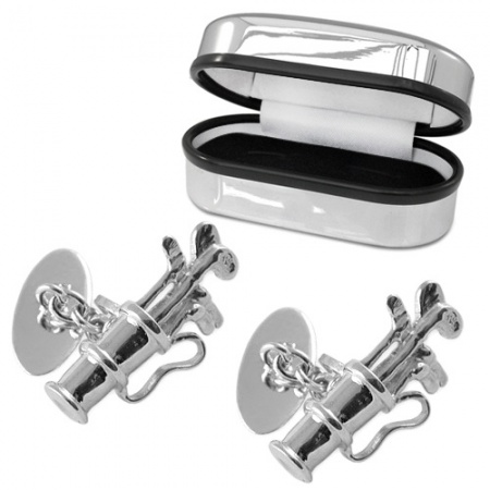 Golf Clubs & Golfers Bag Sterling Silver Cufflinks (can be personalised)