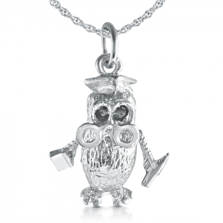 Graduation Owl Necklace, Sterling Silver