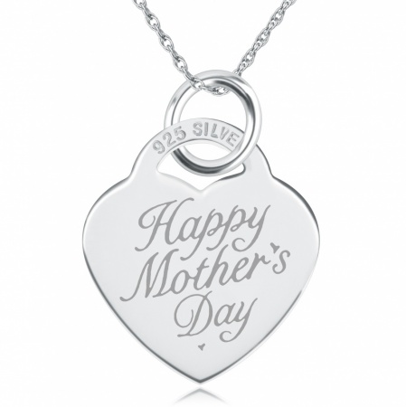 Happy Mother's Day Heart Necklace/ Pendant - 925 Sterling Silver Personalised/ Engraved