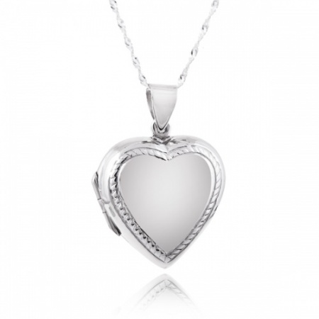 Heart Shaped Sterling Silver 2 Photo Locket with Bead Border (can be personalised)