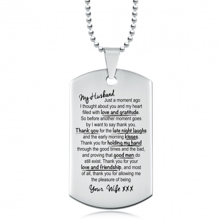 My Husband, Thank You for Love & Friendship Dog Tag, Personalised