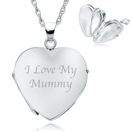 I Love my Mum, Mummy etc. 4 Photo Locket. Personalised, Sterling Silver