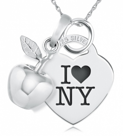 I Love New York Necklace, Personalised, Sterling Silver
