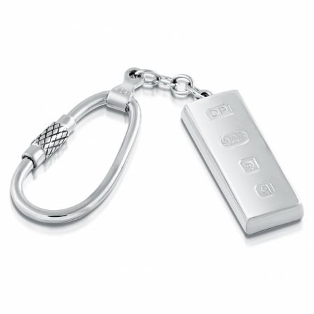 Ingot Feature Hallmarked Sterling Silver Keyring (can be personalised)