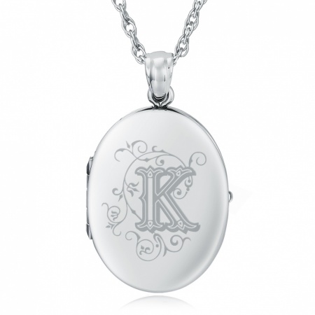Initial/Letter K Sterling Silver 2 Photo Locket (can be personalised)