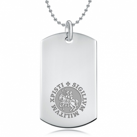 Knights Templar Dog Tag, Personalised / Engraved, 925 Sterling Silver