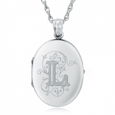 Initial/Letter L Locket, Personalisation Available, 2 Photo, Sterling Silver