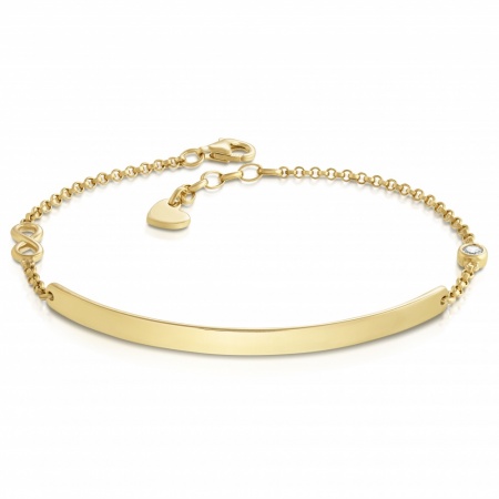 Ladies Infinity Identity Bracelet, Personalised, Yellow Gold Vermeil