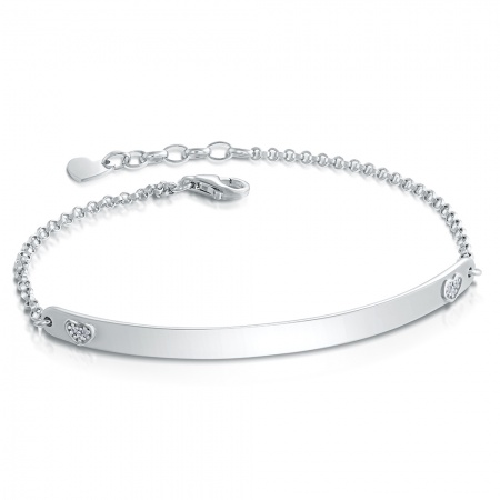 Ladies Bridge to My Heart ID Bracelet, Personalised, Sterling Silver
