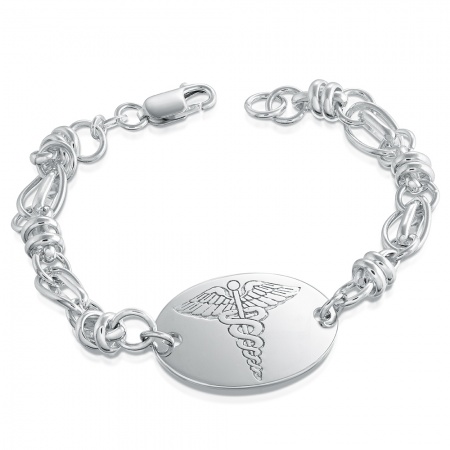 Ladies Medical Alert Bracelet, Personalised, Sterling Silver