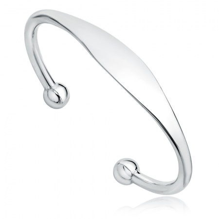 Ladies ID/Identity Torque Bangle, Personalised, 925 Sterling Silver