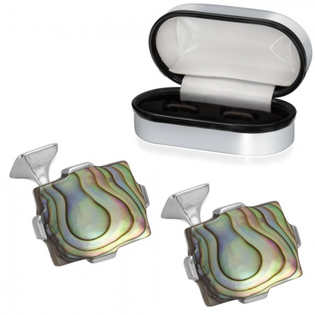 Large Paua Shell Rectangular Sterling Silver Cufflinks (can be personalised)