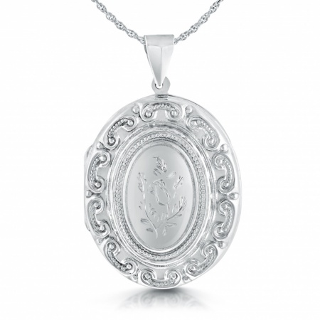 Large Ornate Locket, Victorian Style, Personalised, Sterling Silver