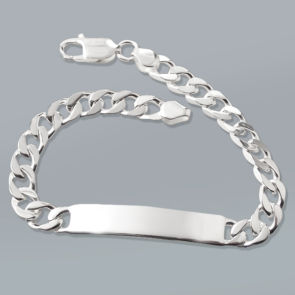 Ladies 7.5mm wide 7.5 inches ID Curb Hallmarked Sterling Silver Bracelet (can be personalised)