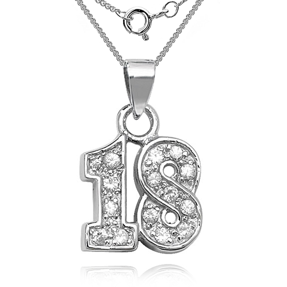 18th Birthday Sterling Silver & Cubic Zirconia Necklace
