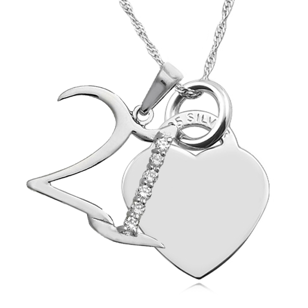 21st Birthday Heart Necklace Personalised/ Engraved