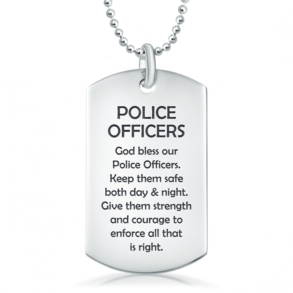 Police Officers Prayer Sterling Silver Dog Tag Necklace (can be personalised)