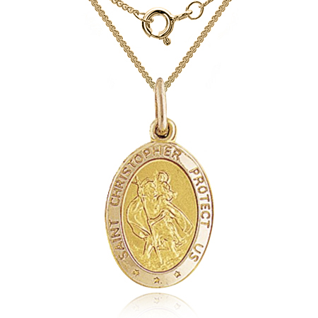 St Christopher Protect Us Small Medallion 9ct Yellow Gold (can be personalised)