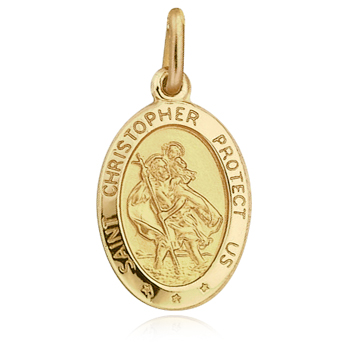 St Christopher Protect Us Pendant 9ct Yellow Gold (can be personalised)