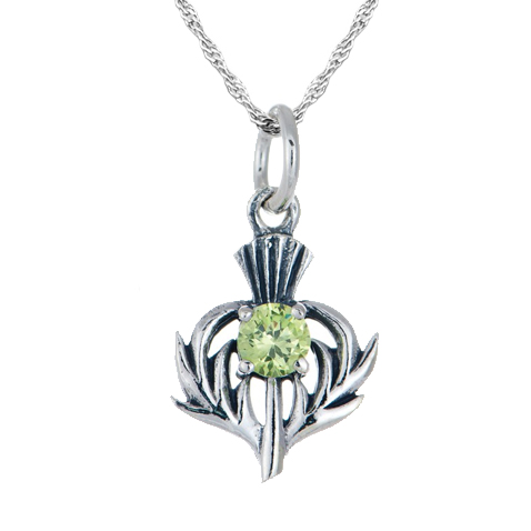 August Birthstone Scottish Thistle Sterling Silver Necklace
