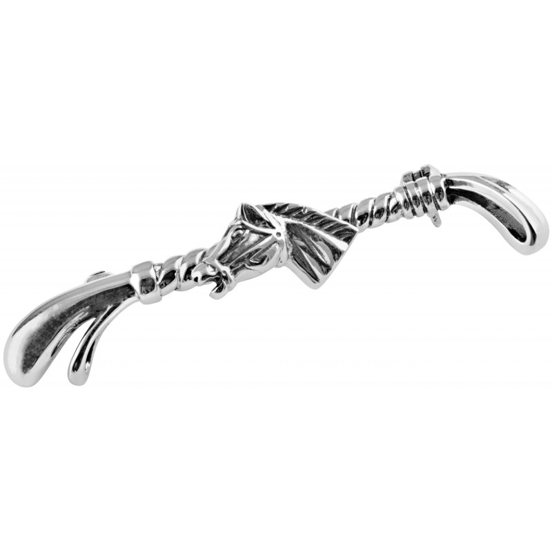Horse's Head & Riding Crop Brooch, Sterling Silver