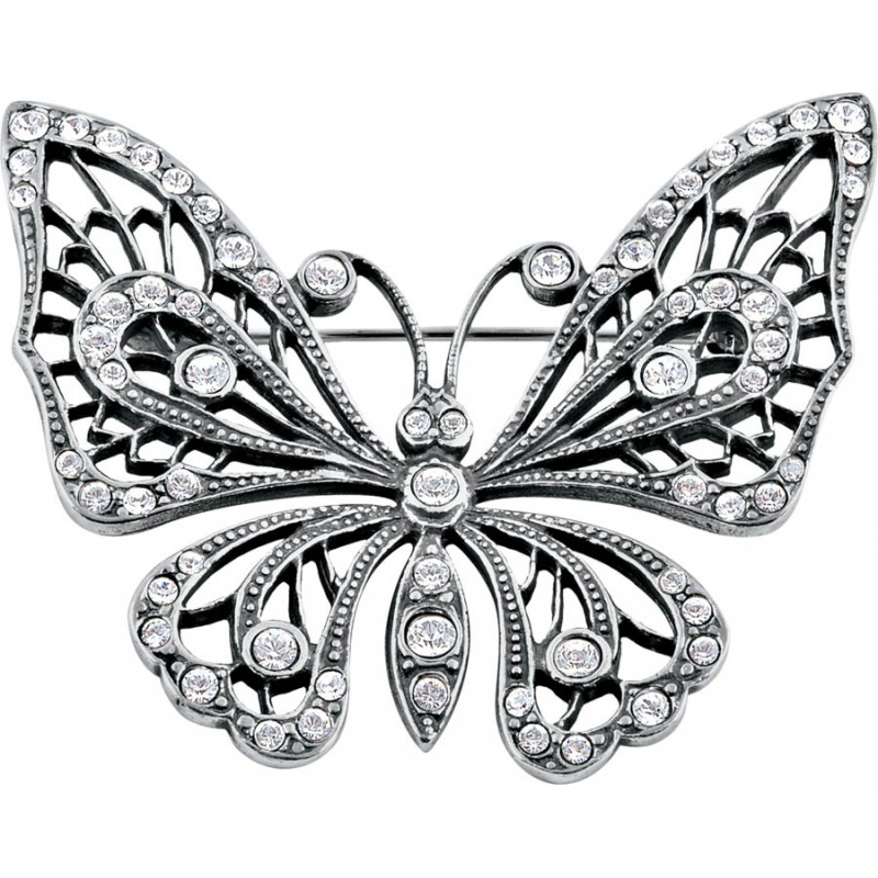 Butterfly Brooch, Sterling Silver and Crystals