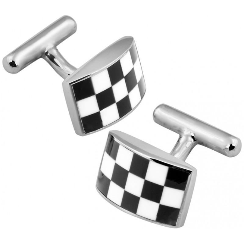 Chequer Board Cufflinks, Sterling Silver (Engraving Available) XOP