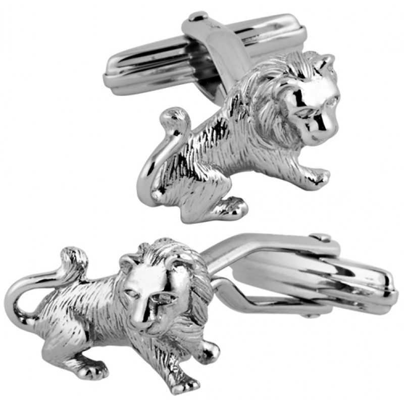 English Lion Cufflinks, Sterling Silver (Engraving Available)