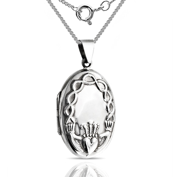 Claddagh Locket, 925 Sterling Silver, Personalised, Celtic Knot