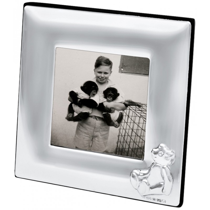 CHRISTENING DAY PHOTO FRAME GIFT BOXED PRESENT LANDSCAPE SILVER TEDDY ICON