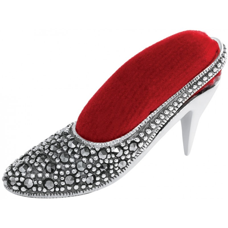 Ladies Shoe Pin Cushion, Marcasite & Sterling Silver