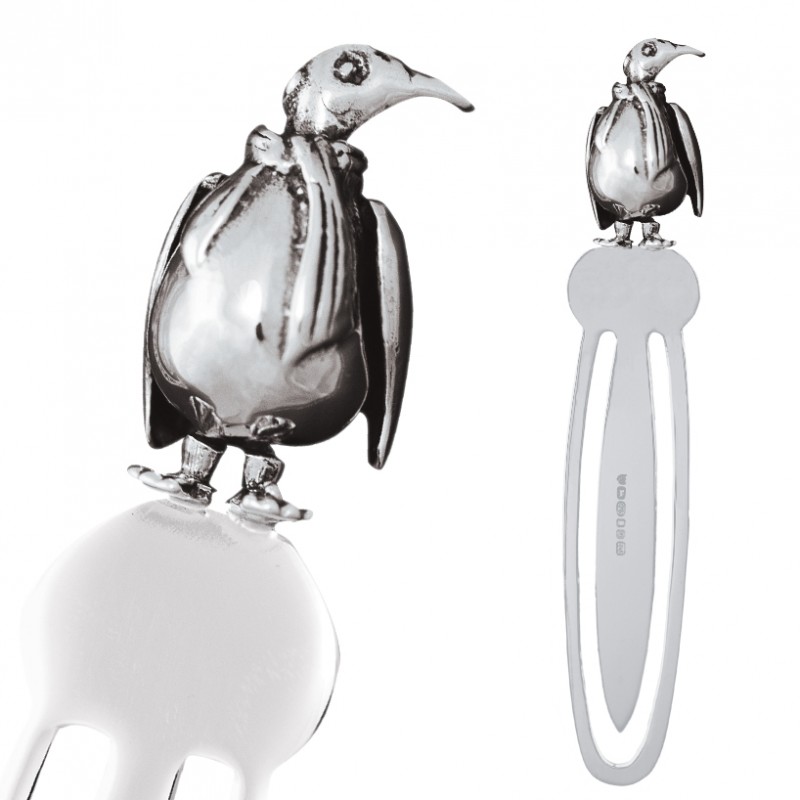 Penguin Bookmark, Movable, Sterling Silver (Engraving Available)