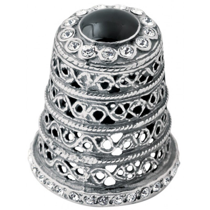 Thimble, Sterling Silver, Onyx & Cubic Zirconia