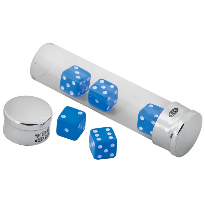 Small Dice Set, with 925 Sterling Silver Tube, Can be Personalised