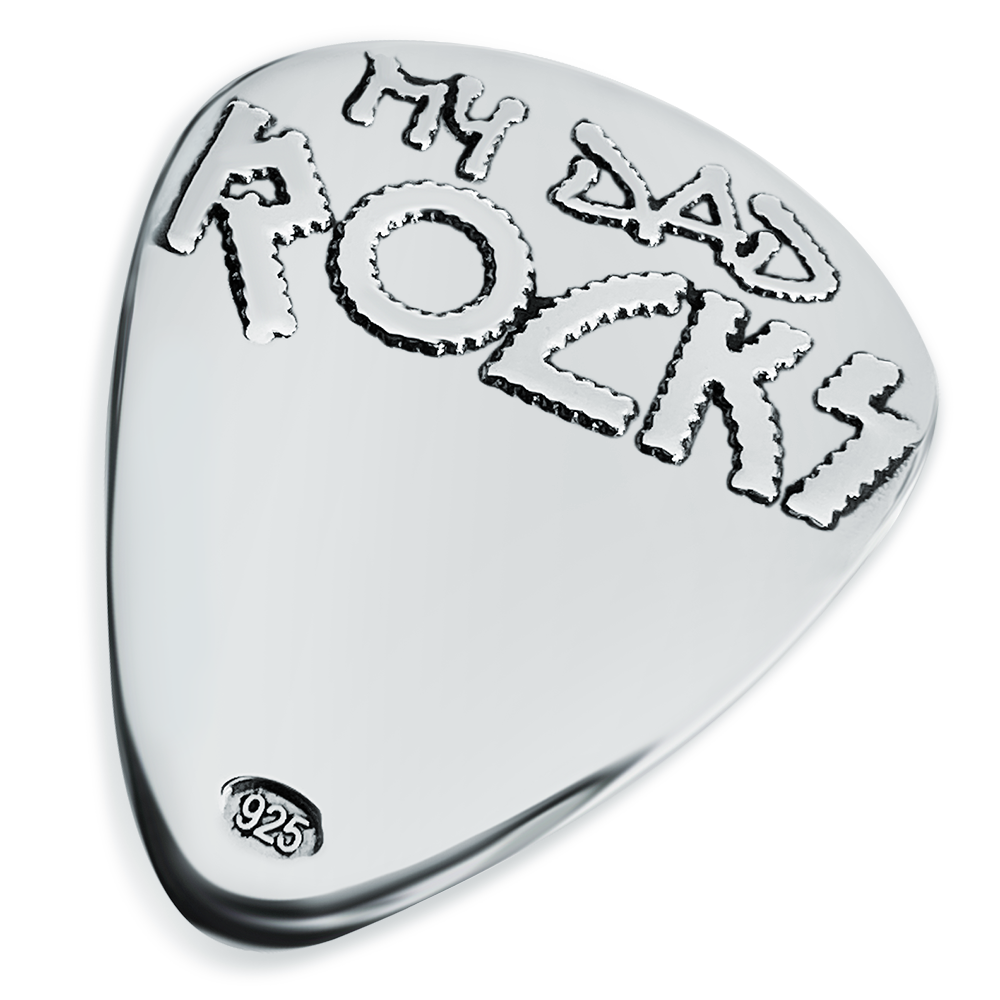 Personalised My Dad Rocks Guitar Plectrum, Sterling Silver, Fathers Day