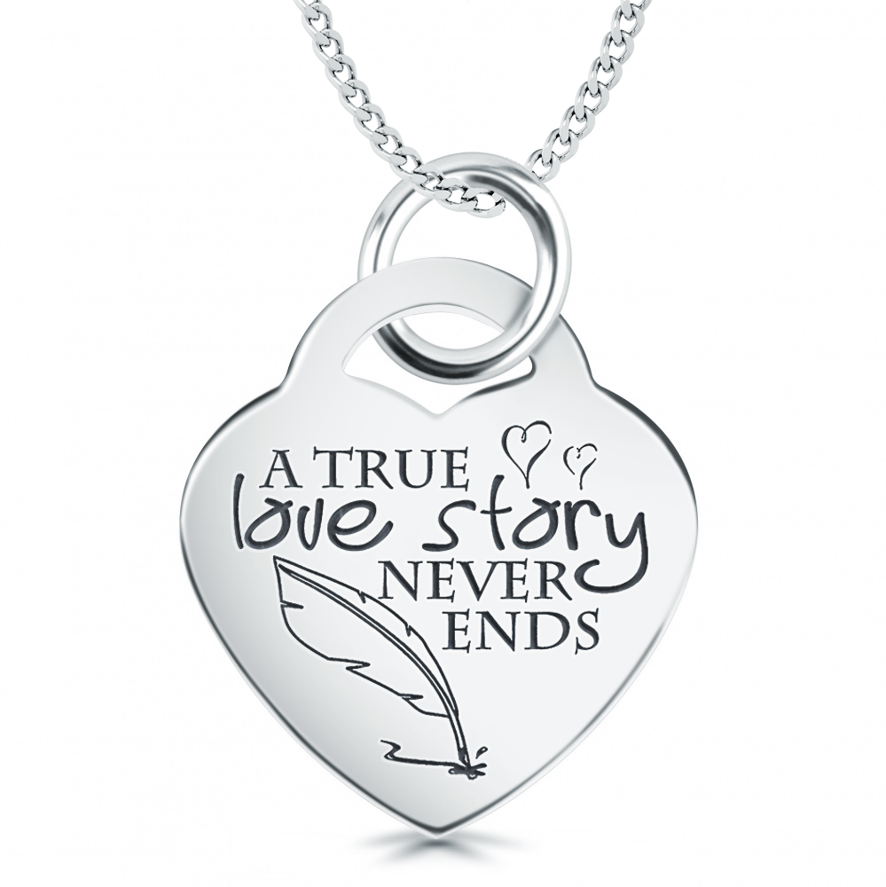 A True Love Story Heart Shaped Sterling Silver Necklace (can be personalised)