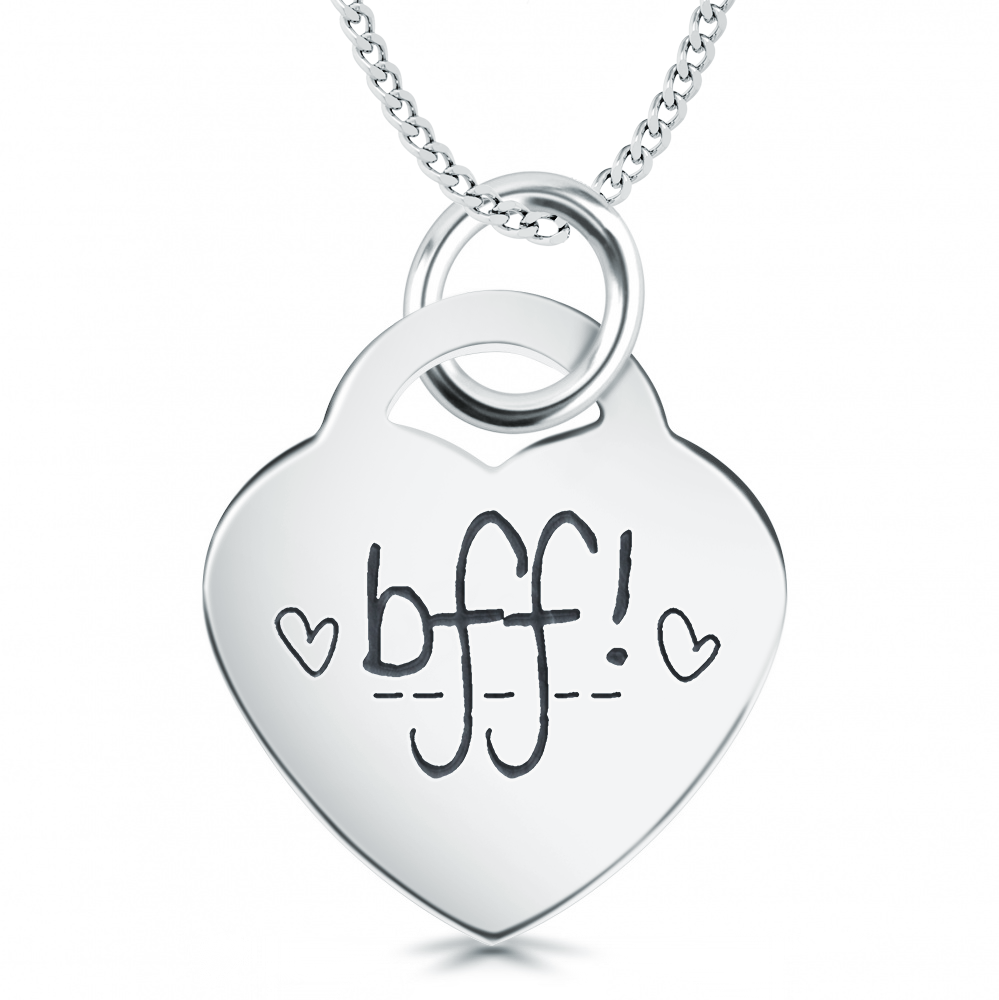 BFF Best Friends Forever Heart Shaped Sterling Silver Necklace (can be personalised)