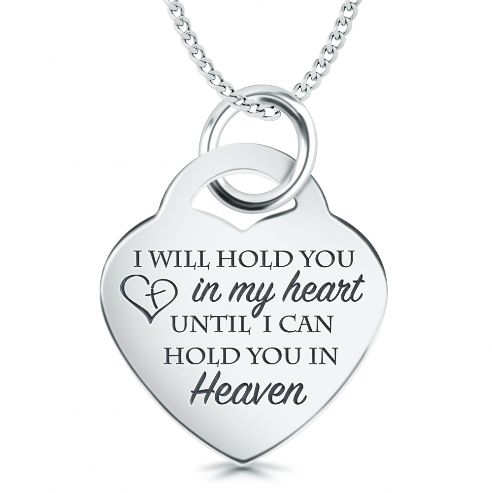 I Will Hold You in my Heart Necklace, Personalised, 925 Sterling Silver