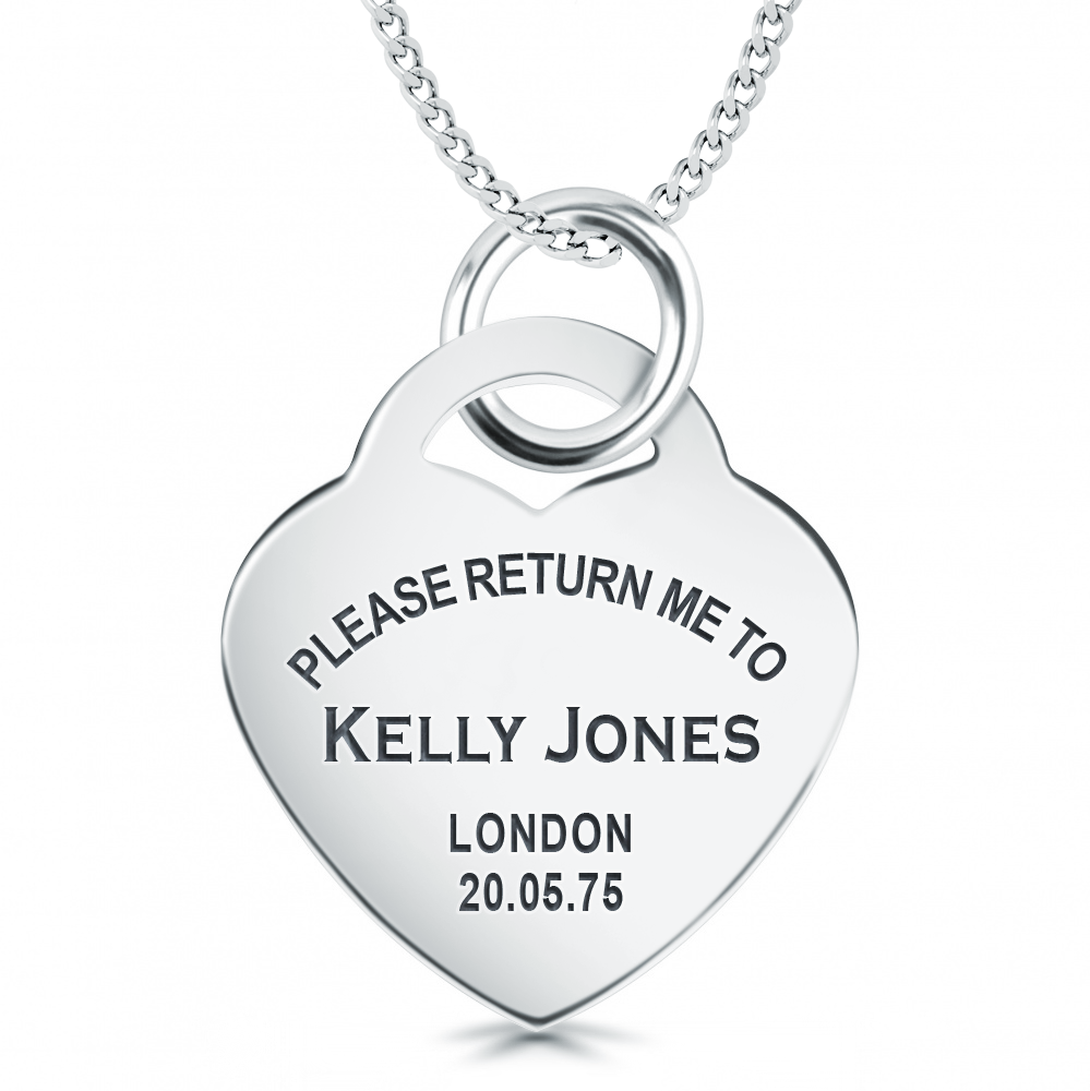 Please Return Me To Necklace, Personalised, 925 Sterling Silver