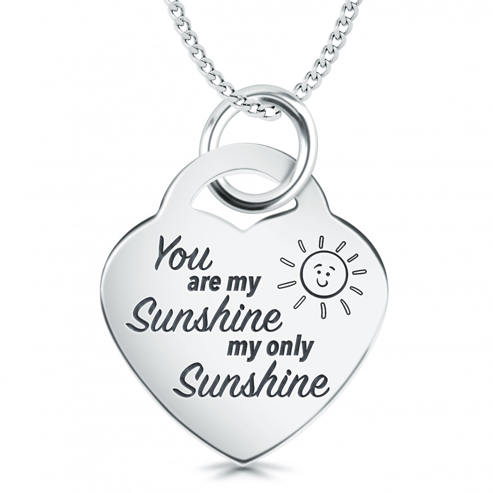 You Are My Sunshine, My Only Sunshine Necklace, Personalised, 925 Sterling Silver