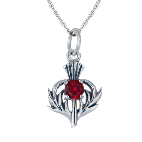 July Birthstone Scottish Thistle Sterling Silver Necklace