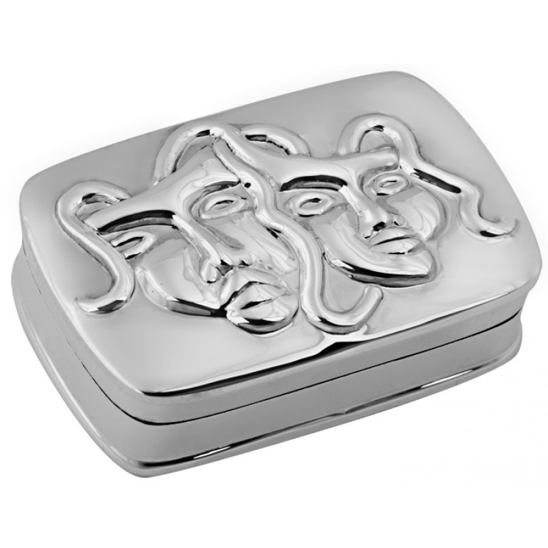 Comedy & Tragedy Trinket Box, Sterling Silver (Engraving Available)