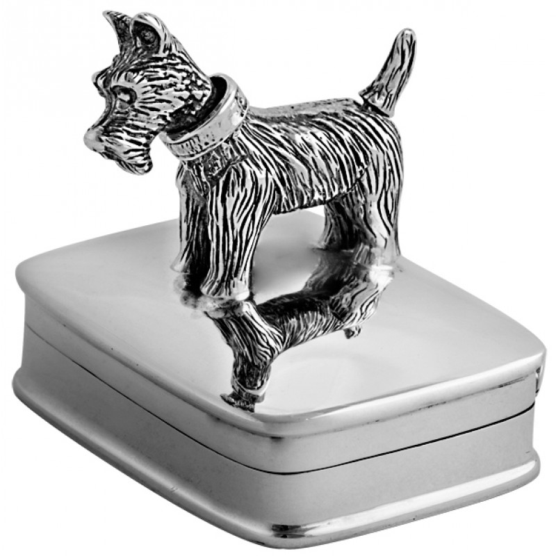 Movable Scottie Dog Pill Box, Hallmarked Sterling Silver, Personalised
